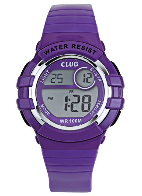 Digitalklocka med alarm, för ungdomar - Club Inex Purple A47101-PU10E - Digitalt - Lila - Barnklocka - Gummi - Härdat mineralglas