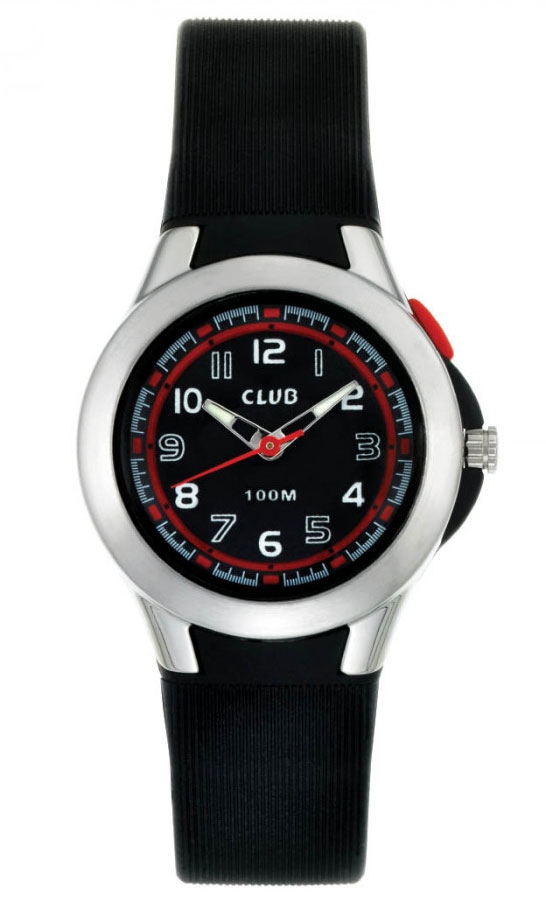 Barnklocka med svart armband - Club 100M Black A47111S5A - Quartz - Silver - Barnklocka - Gummi - Härdat mineralglas