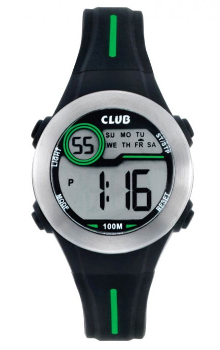 Barnur med tydlig visning av timmar, minuter, sekunder och veckoda, på digital skärm - Club 100M Black Gray A47114SS5E - Digitalt - Svart -...