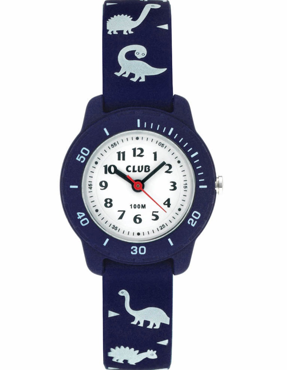 Club 100M Blue White WC-A06 - Quartz - Blå - Barnklocka - Gummi - Härdat mineralglas