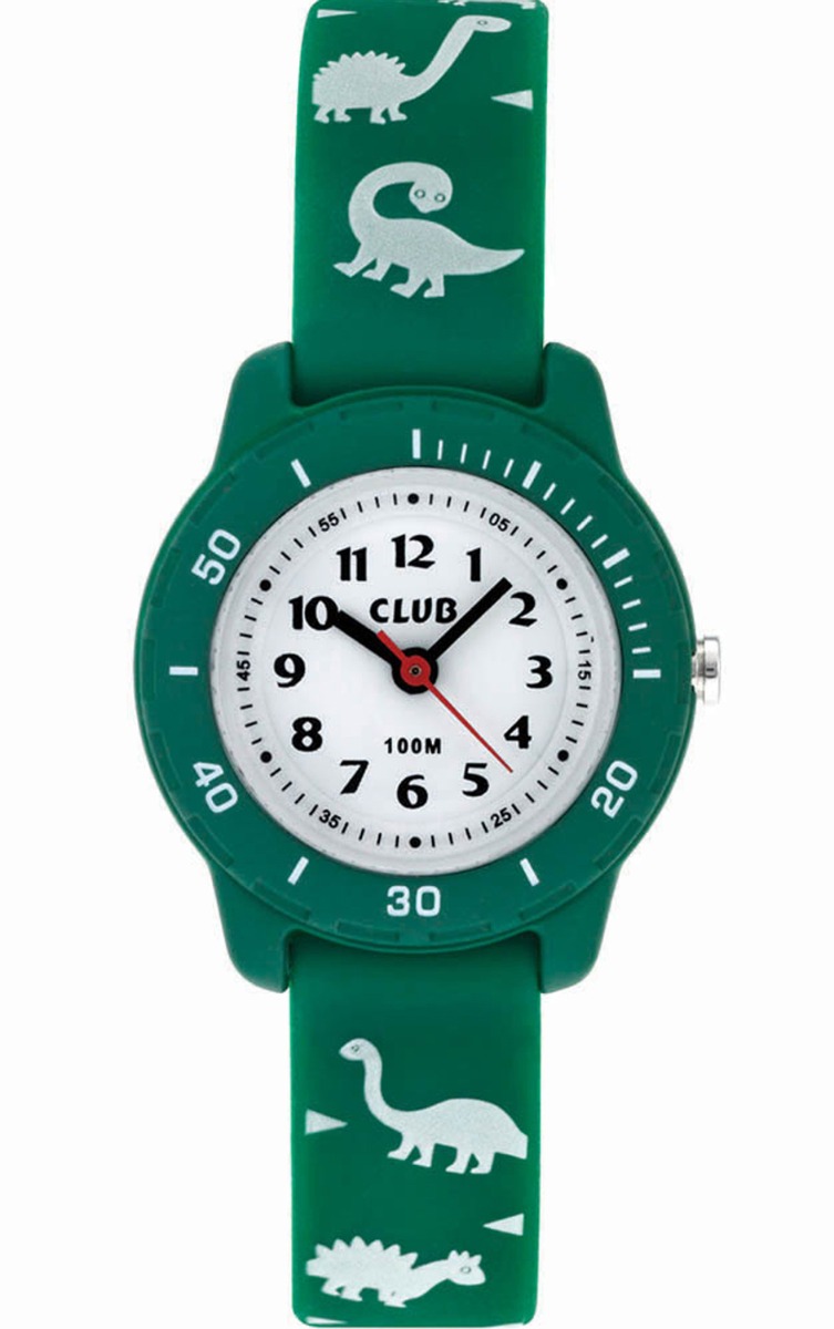 Club 100M Green White WC-A05 - Quartz - Grön - Barnklocka - Gummi - Härdat mineralglas