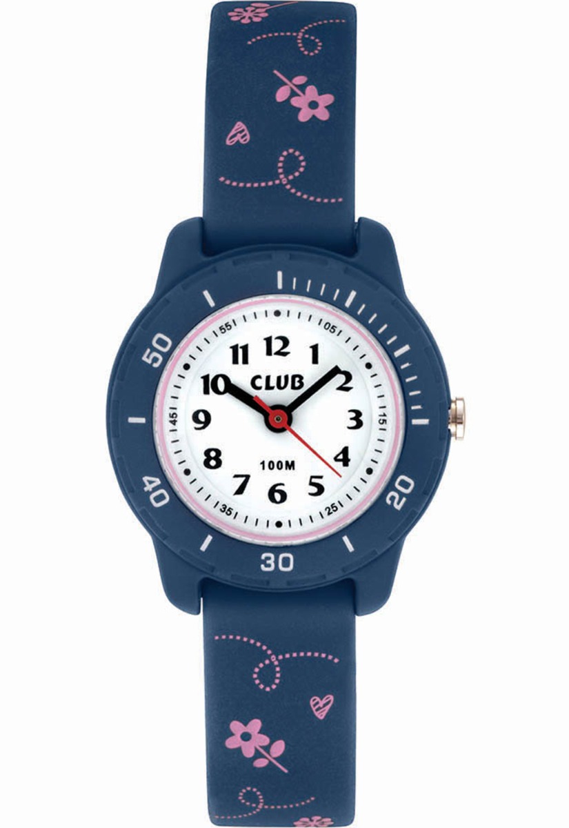 Club 100M Blue White WC-A04 - Quartz - Blå - Barnklocka - Gummi - Härdat mineralglas