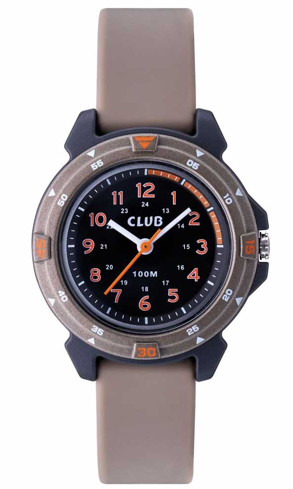 Club Children Brown 10m A47126S5A - Quartz - Svart - Barnklocka - Gummi - Akryl