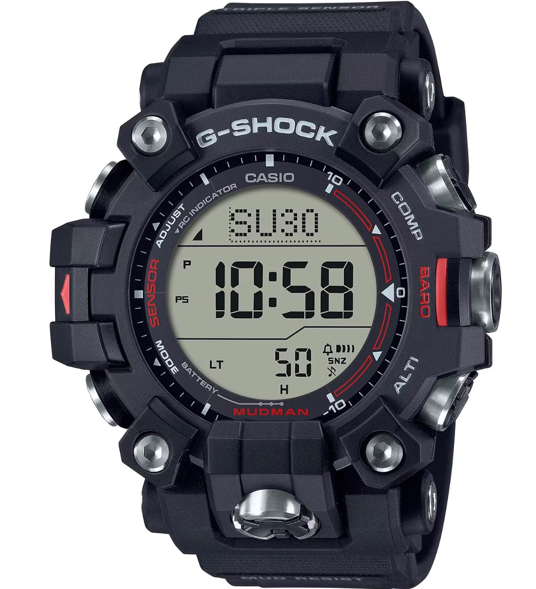 Casio | Master of G med solenergi, trippelsensor och kolfiberkärna | GW-9500-1ER - Digitalt - Svart - Herrklocka - Harts - Härdat mineralglas