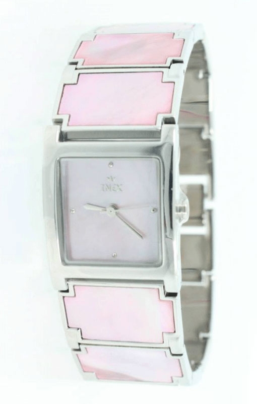 Snygg stålklocka - Inex Silver Pink A5309S14A - Quartz - Silver - Damklocka - Rostfri stål - Härdat mineralglas