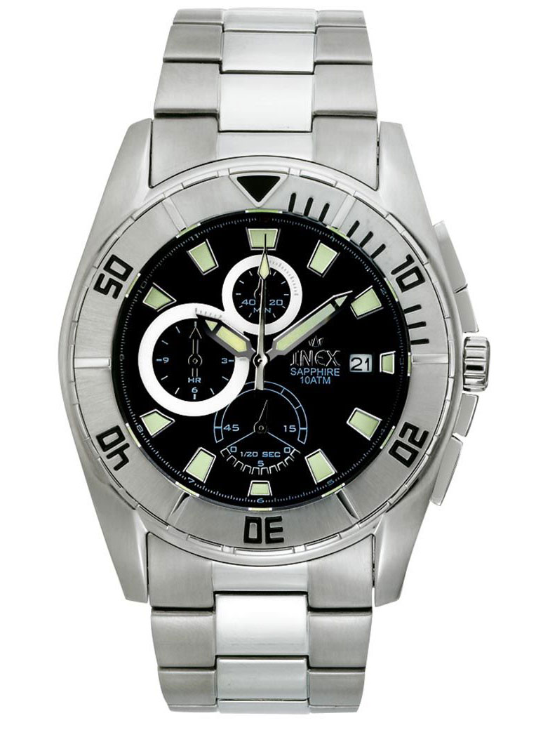 Inex Mens Silver Black A53202S5I - Quartz - Silver - Herrklocka - Rostfri stål - Safir