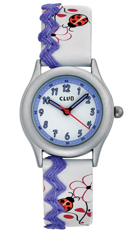 Barnklocka med fräckt mönster - Club by Inex A56508S0A - Quartz - Silver - Barnklocka - Läder - Akryl