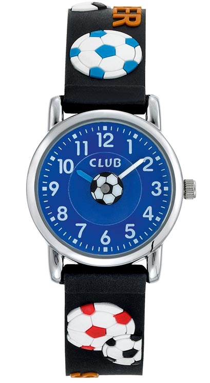 Billig klocka för "fotbollstokig", boett av aluminium - Club drenge ur - Fodbold A56516S8A - Quartz - Silver - Barnklocka - Gummi - Härdat...
