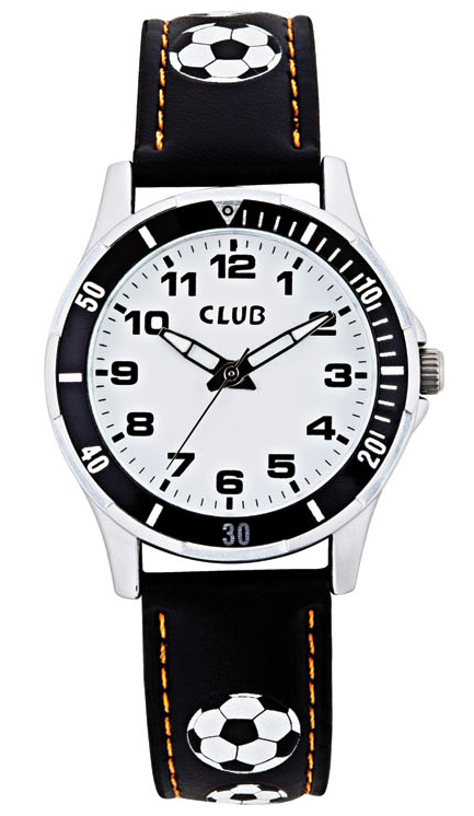 Svart och vit barnklocka - Club 30M Black White A56522S0A - Quartz - Silver - Barnklocka - Läder - Akryl