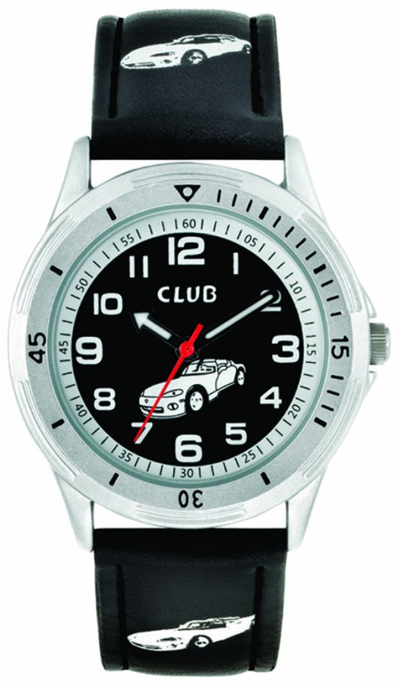Kvartsur med självlysande beläggning - Club 30m Black A56529-2S5A - Quartz - Silver - Barnklocka - Läder - Härdat mineralglas