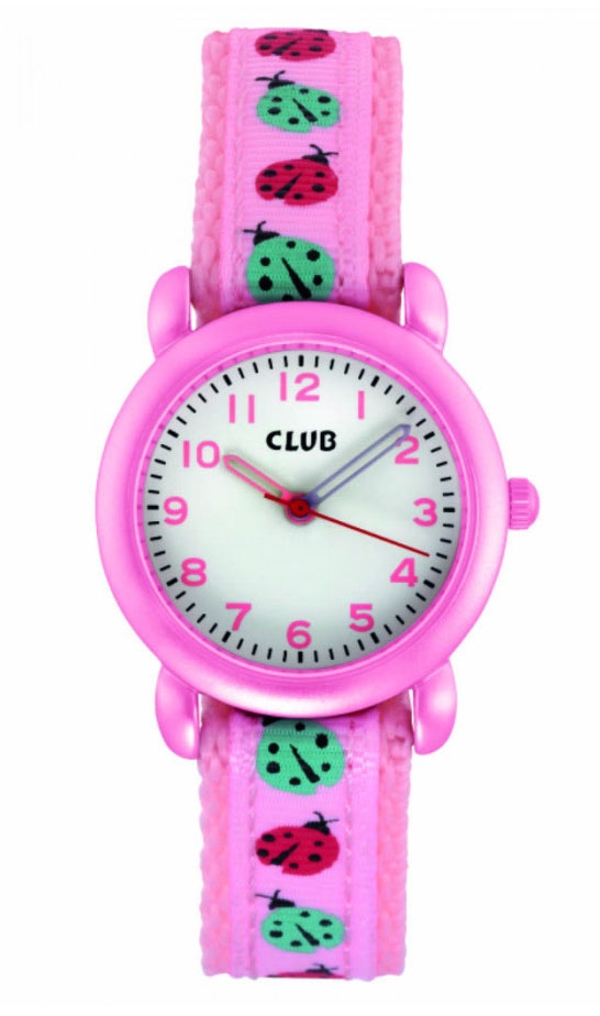 Barnklocka i rosa och vitt - Club 30M Pink White A56532-2S0A - Quartz - Ljusröd - Barnklocka - Läder - Härdat mineralglas
