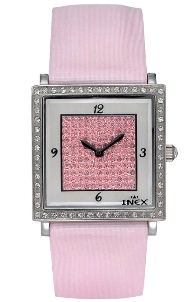 Inex Ladies Silver Pink A58777S14KV - Quartz - Silver - Damklocka - Läder - Härdat mineralglas