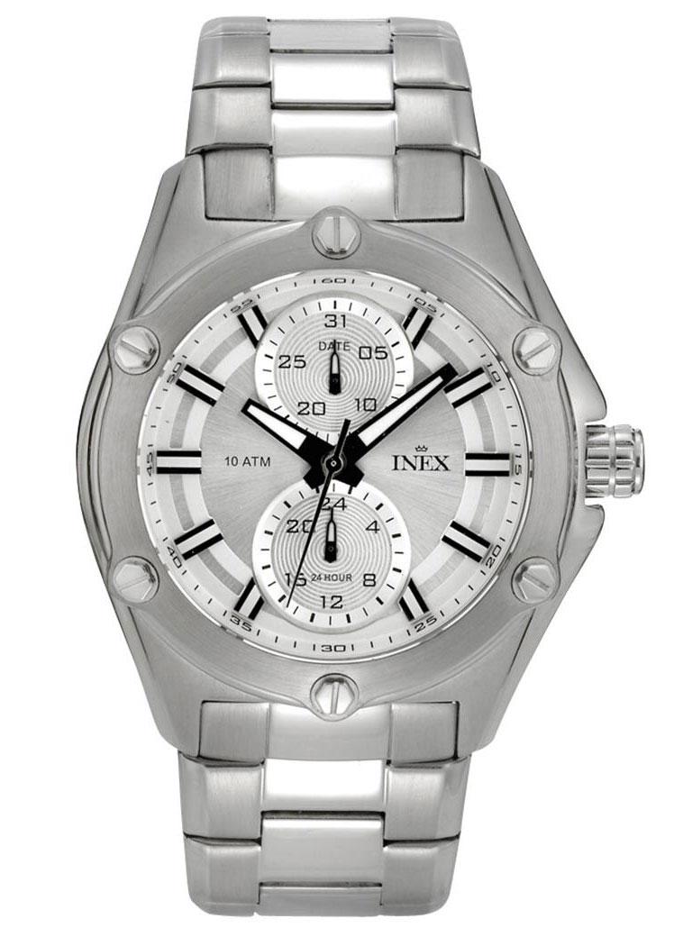 Inex Mens Silver A58886S4I - Quartz - Silver - Herrklocka - Rostfri stål - Härdat mineralglas