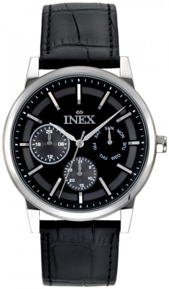 Herrur - Inex Mens Silver/Black A58970S5I - RIP - Quartz - Silver - Herrklocka - Läder - Härdat mineralglas