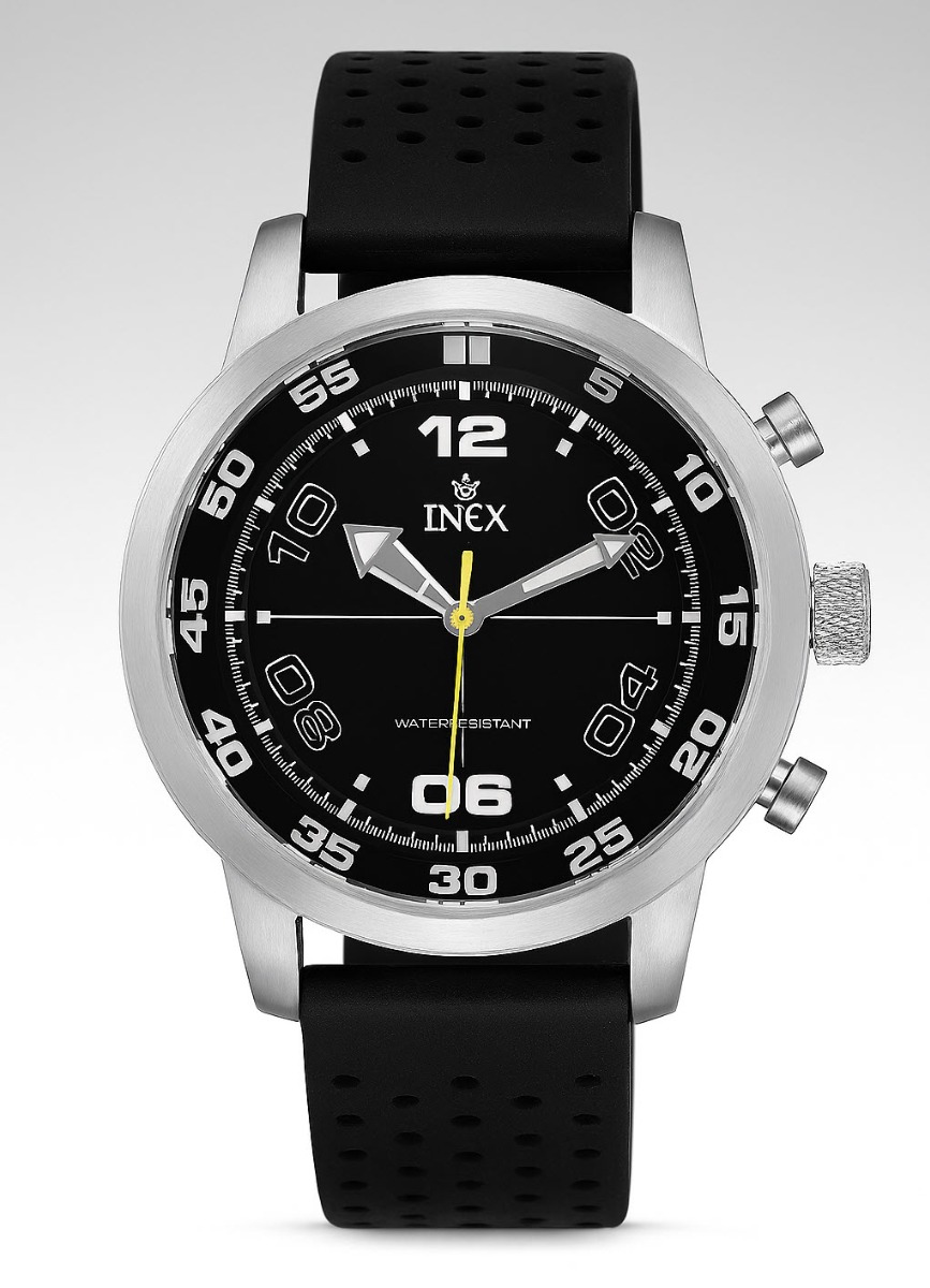 Inex Mens Sport Chronograph 40mm - Quartz - Silver - Herrklocka - Läder - Härdat mineralglas