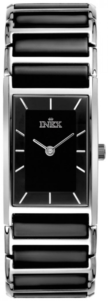 Damur med moderiktig stil och färg - Inex Ladies Silver/Black A64153S5I - Quartz - Silver - Damklocka - Rostfri stål - Härdat mineralglas
