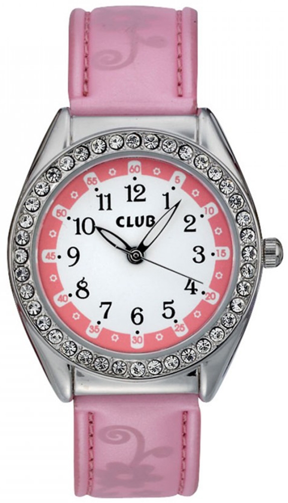Rosa barnklocka - Club 30m Pink A65141S14A - Quartz - Silver - Barnklocka - Läder - Härdat mineralglas