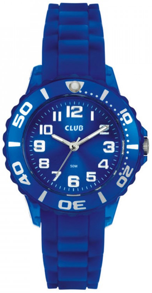 Blå barnklocka - Club 50m Blue A65163BL8A - Quartz - Blå - Barnklocka - Gummi - Härdat mineralglas
