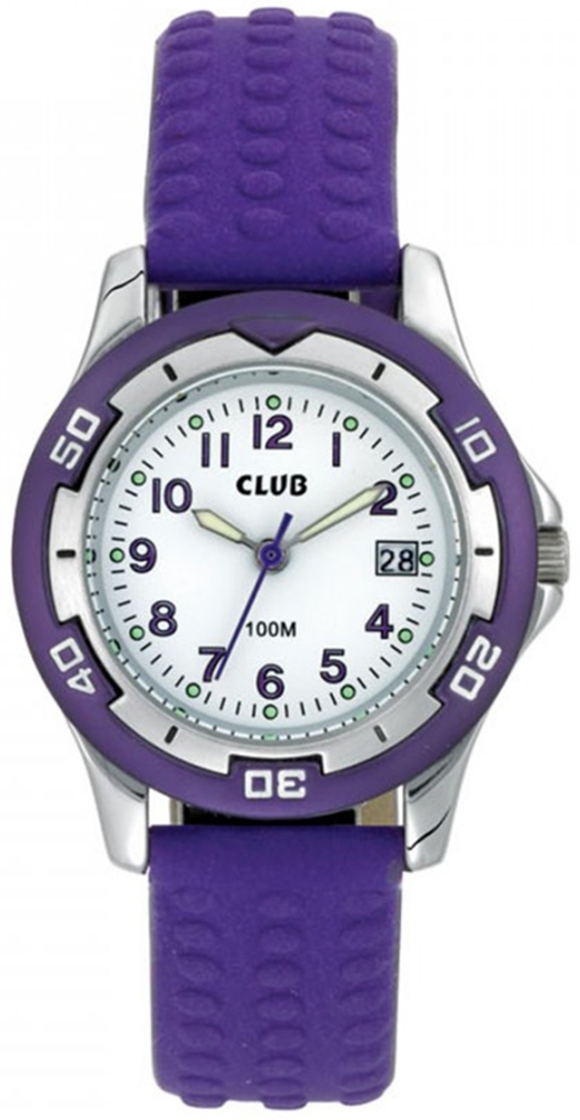 Armbandsklocka med lila armband - Club 100m Purple White A65168-3S0A - Quartz - Lila Silver - Barnklocka - Gummi - Härdat mineralglas