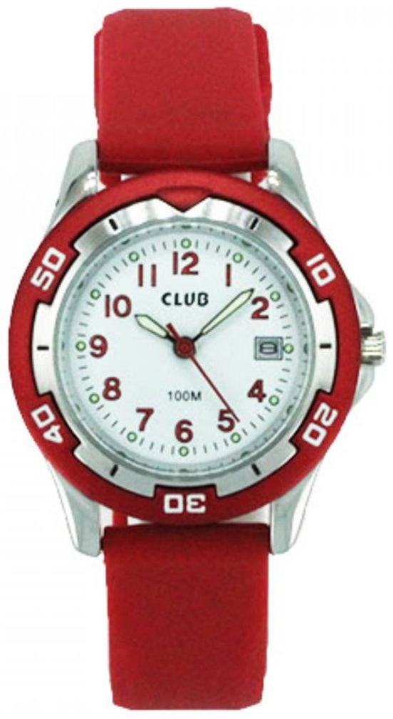 Barnklocka i de danska färgerna - Club 100m Red White A65168-5S0A - Quartz - Röd Silver - Barnklocka - Gummi - Härdat mineralglas