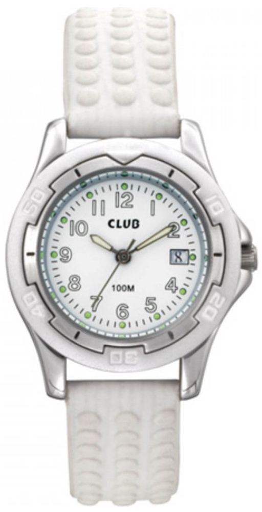 Vitt barnur med självlysande visare - Club 100m White A65168-7S0A - Quartz - Silver Vit - Barnklocka - Gummi - Härdat mineralglas