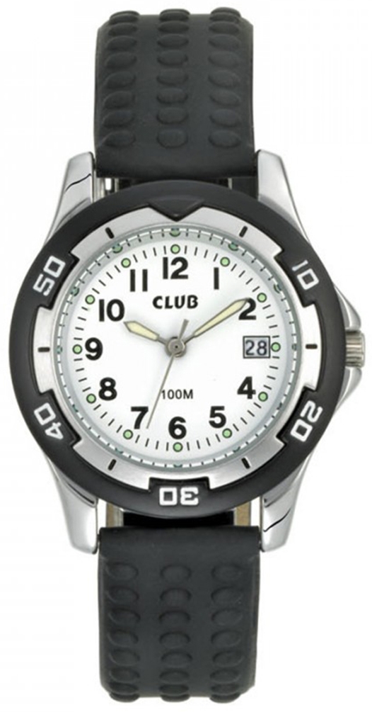 Svart barnklocka med vit urskiva - Club 100m Black White A65168S0A - Quartz - Silver Svart - Barnklocka - Gummi - Härdat mineralglas