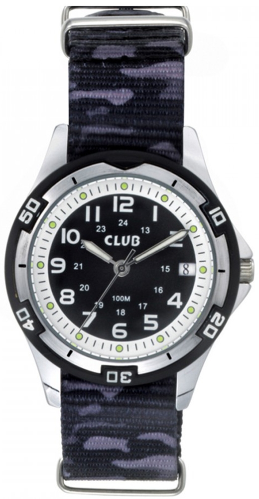 Minuter och 24-timmars-siffror, jätte-enkelt att se - Club 100m Black Army A65175S5A - Quartz - Silver Svart - Barnklocka - Textil - Härdat...