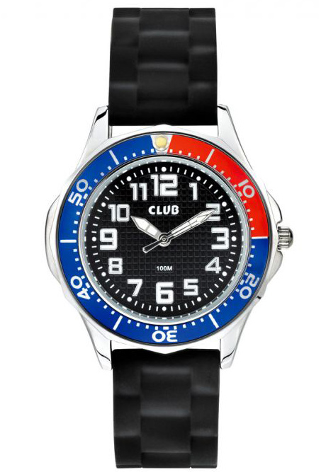 Club 100M Black A65177-1S5A - Quartz - Silver - Barnklocka - Gummi - Härdat mineralglas