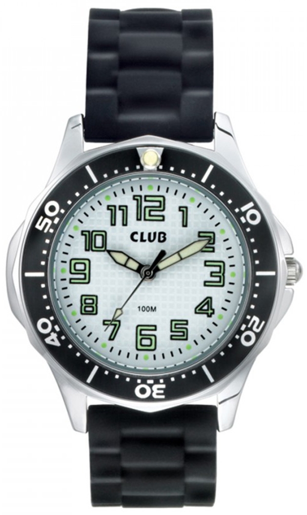 Cool klocka - Club 100m Black White A65177S4A - Quartz - Silver - Barnklocka - Gummi - Härdat mineralglas