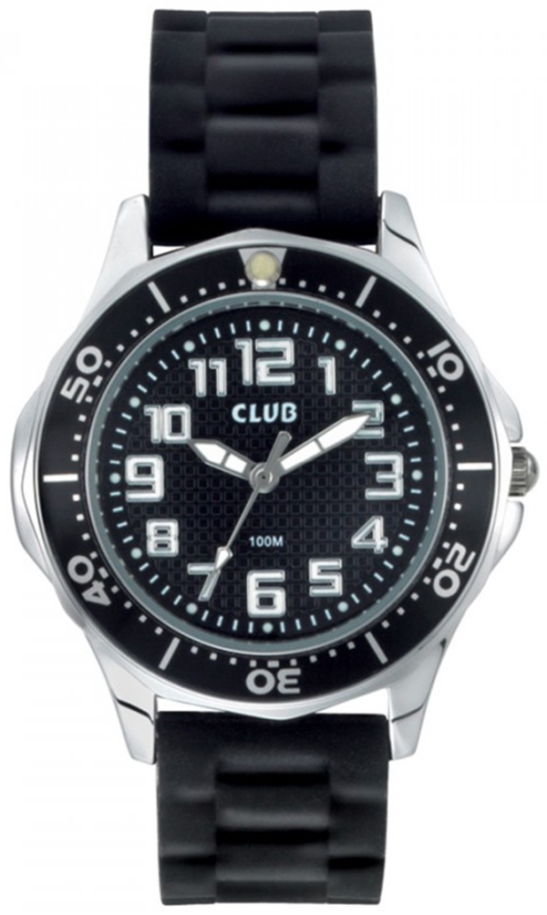 Barnklocka utan barnslighet... svart gummiarmband - Club 100m Black A65177S5A - Quartz - Silver - Barnklocka - Gummi - Härdat mineralglas