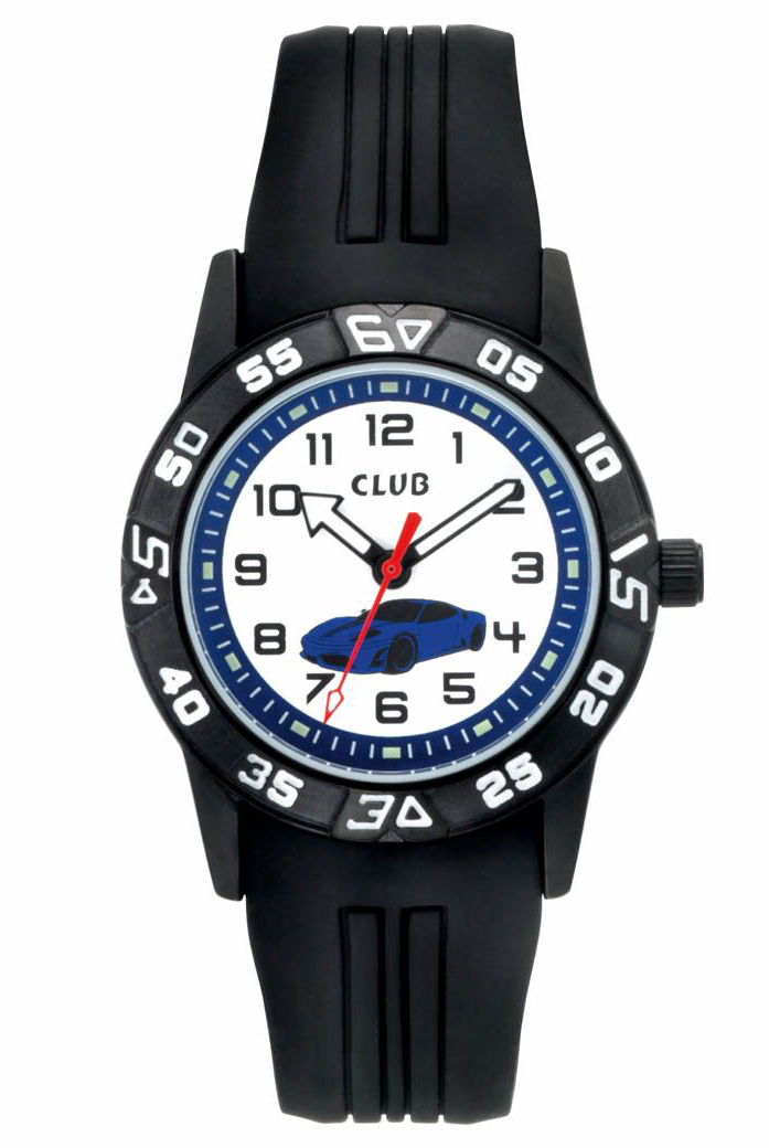 Club 10M Black White A65190-2SS0A - Quartz - Svart - Barnklocka - Gummi - Härdat mineralglas