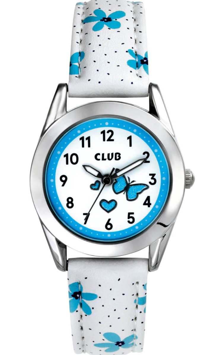 Club 30M Silver White A65191-4S0A - Quartz - Silver - Barnklocka - Läder - Härdat mineralglas