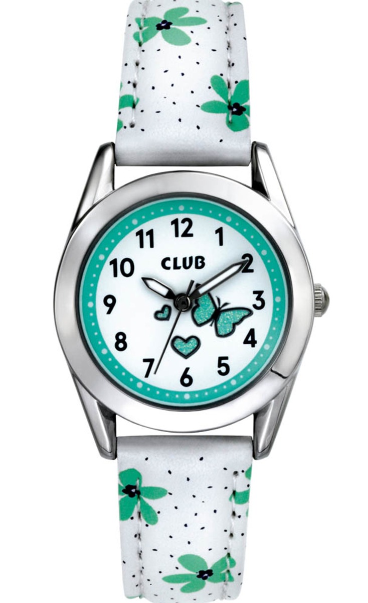 Club 30M Mint-Green White A65191-5S0A - Quartz - Silver - Barnklocka - Läder - Härdat mineralglas