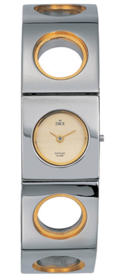 Armband med hål, och ett av dem har en liten urtavla - Inex Silver Gold A69158B7 - Quartz - Silver - Damklocka - Rostfri stål - Safir