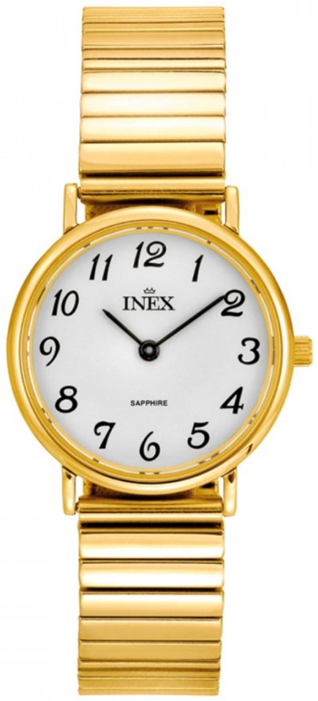 Liten stålklocka med guldfärgat stål - Inex Ladies Gold/White A69194-1D0A - Quartz - Guld - Damklocka - Rostfri stål - Safir