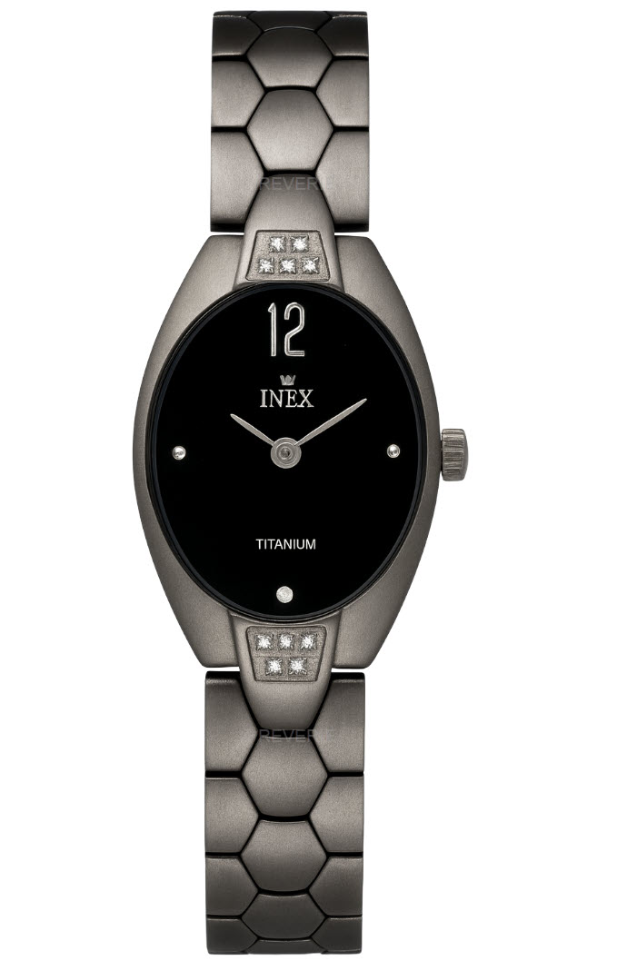 Damur - Inex Ladies Silver/Black A69264T5KV - Quartz - Kristall Silver Titan - Damklocka - Titan - Safir