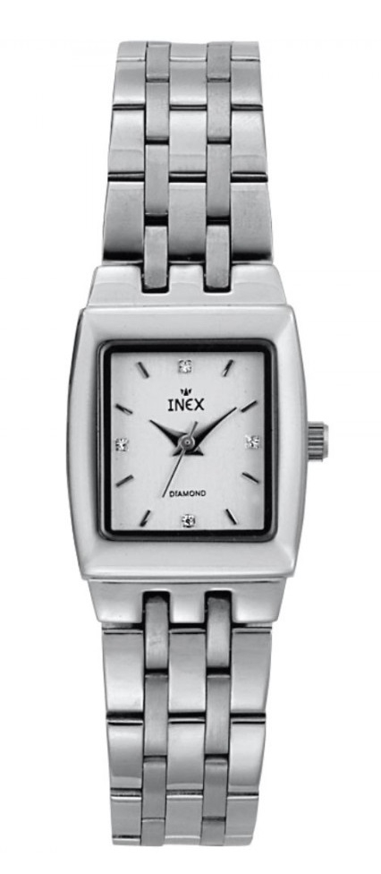 Damur med 20 mm bred boett (fyrkantig) - Inex Silver A69322S4I - Quartz - Silver - Damklocka - Rostfri stål - Safir