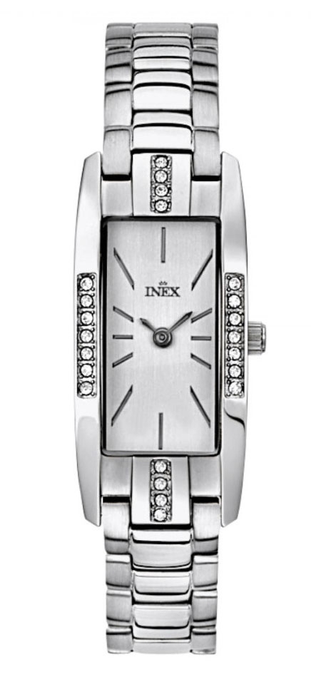 Klockans rektangulära boett är bara 15 mm bred - Inex Silver A69377S4I - Quartz - Silver - Damklocka - Rostfri stål - Härdat mineralglas