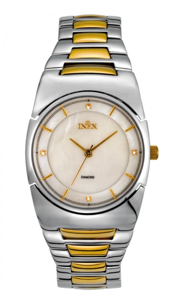 Notera hur det guldfärgade på armbandet, blir större närmare boetten - Inex Silver Ivory A69396B11I - Quartz - Silver - Damklocka - Rostfri stål -...