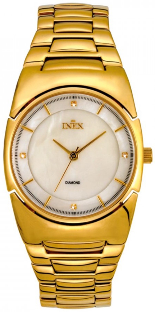 Guldfärgat damur - Inex Ladies Gold/Mother of Pearl A69396D11I - Quartz - Guld - Damklocka - Rostfri stål - Safir