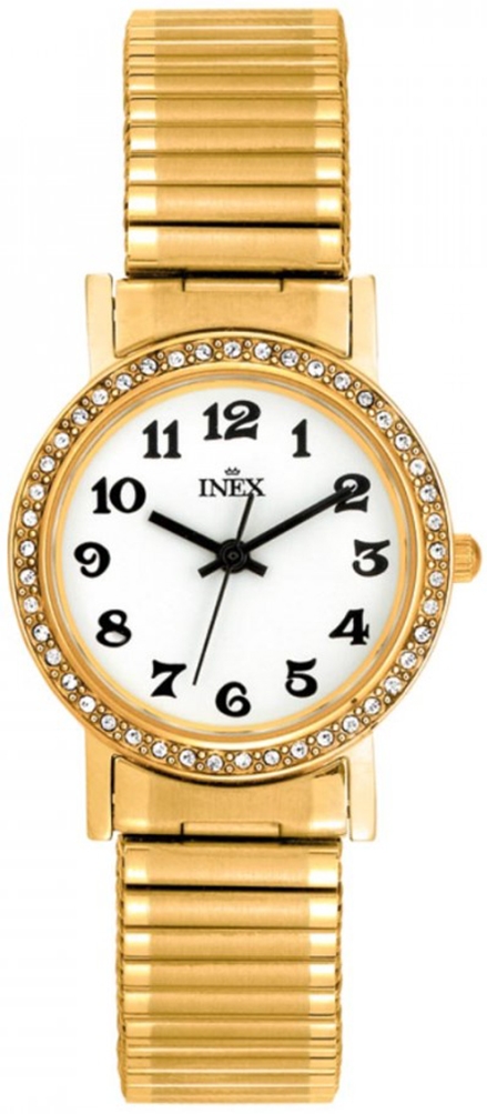 Damur - Inex Ladies Gold/White A69399-1D0A - RIP - Quartz - Guld - Damklocka - Stretch - Härdat mineralglas