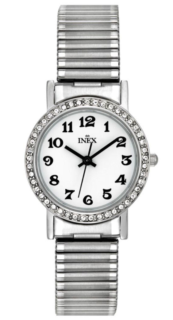 Inex Ladies Silver White A69399-1S0A - Quartz - Silver - Damklocka - Stretch - Härdat mineralglas