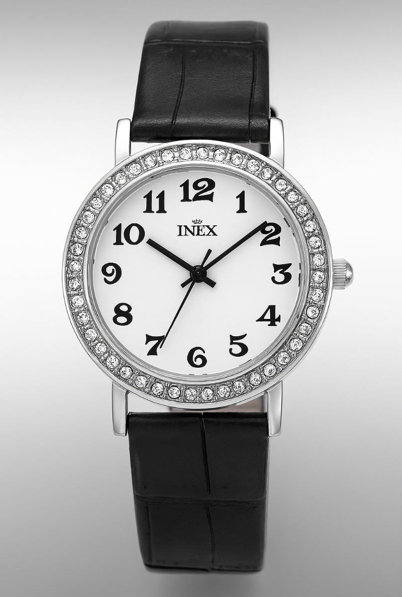 Damur - Inex Ladies Silver/White A69410S0A - RIP - Quartz - Silver - Damklocka - Läder - Härdat mineralglas