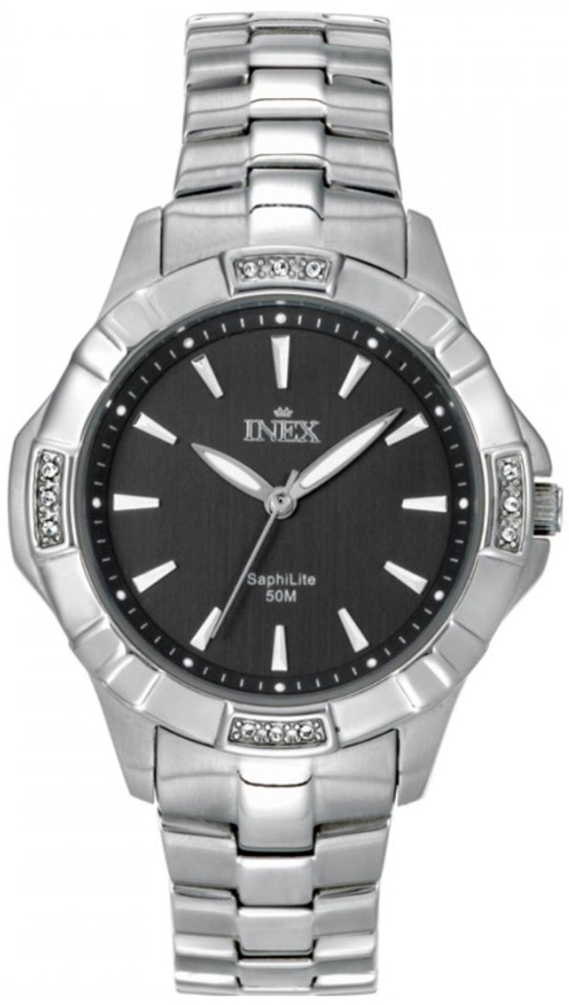 Damur - Inex Ladies Silver/Black A69427S5I - Quartz - Silver - Damklocka - Rostfri stål - Härdat mineralglas