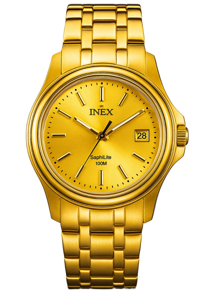 Helt guldfärgat - Inex Mens Gold/Gold A69433D7I - Quartz - Guld - Herrklocka - Rostfri stål - Härdat mineralglas