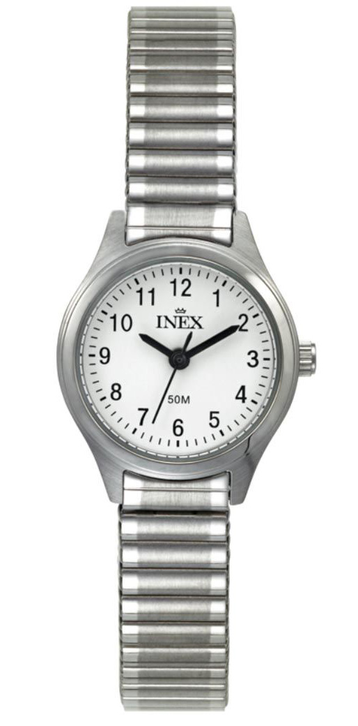 Inex Womens Silver White A69455S0A - Quartz - Silver - Damklocka - Stretch - Härdat mineralglas