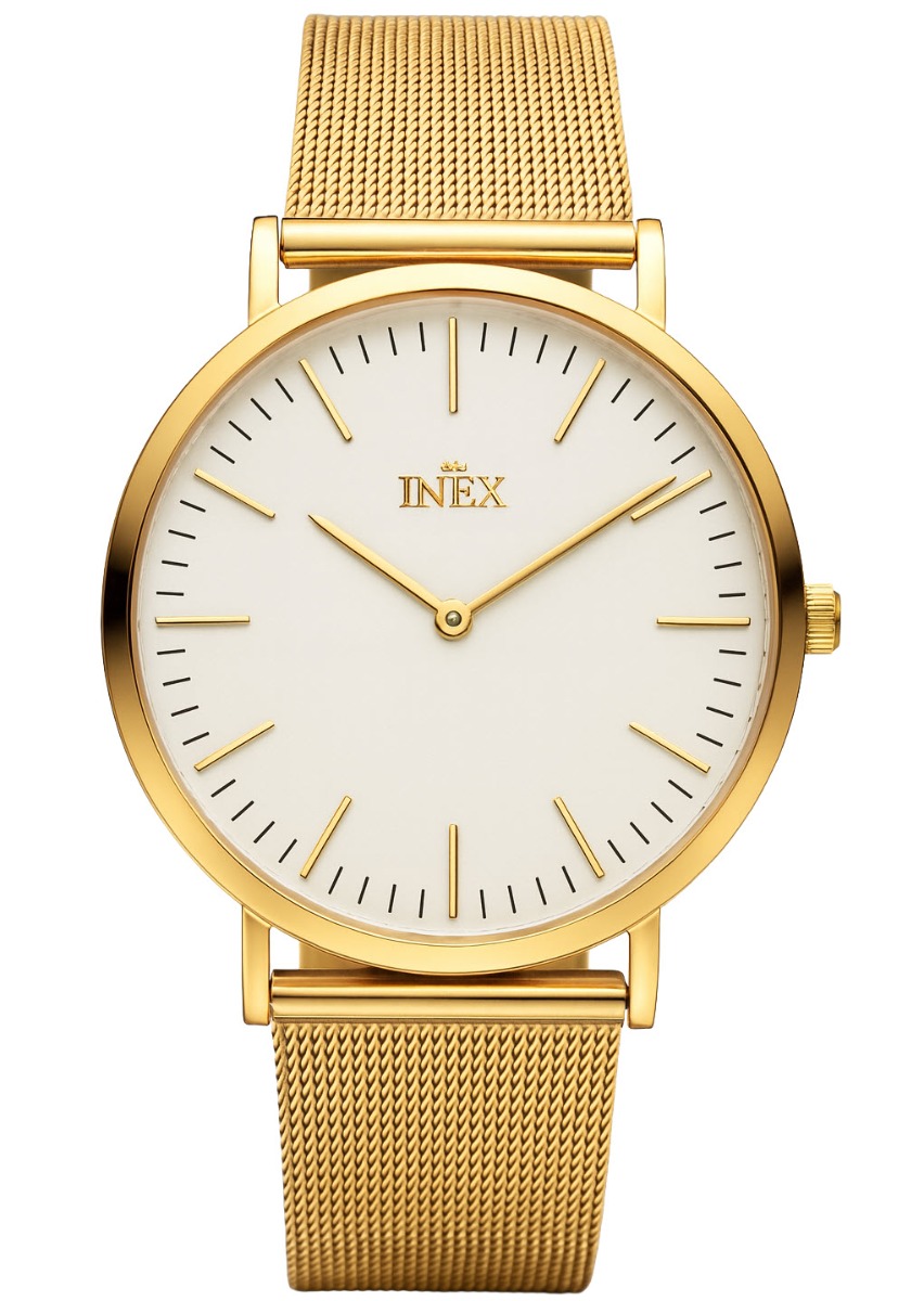 Damur - Inex Ladies Gold/White A69463-1D0I - Quartz - Guld - Damklocka - Mesh - Härdat mineralglas