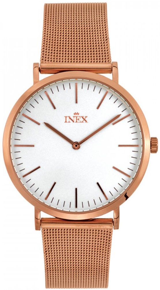 Klassisk utformning, i rödguld och mesharmband - Inex Ladies Rose Gold/White A69463-2D4I - LQ2 - Quartz - Rött guld - Damklocka - Mesh - Härdat...
