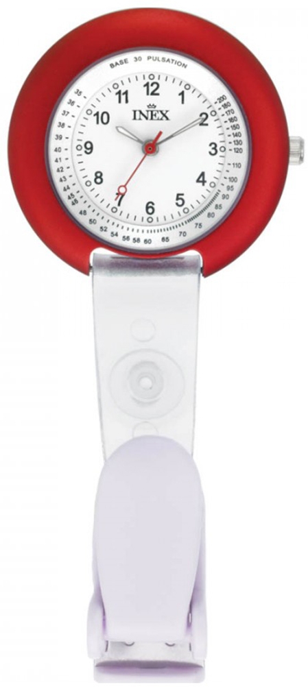 Klocka - Inex Nurse Red/White A69477-2S0A - RIP - Quartz - Röd Silver - Unisex - - Härdat mineralglas
