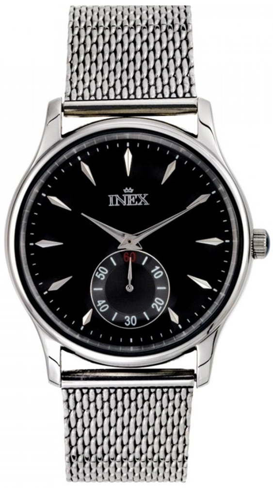 Inex Mens Silver/Black A69487-1S5I - Quartz - Silver - Herrklocka - Mesh - Härdat mineralglas